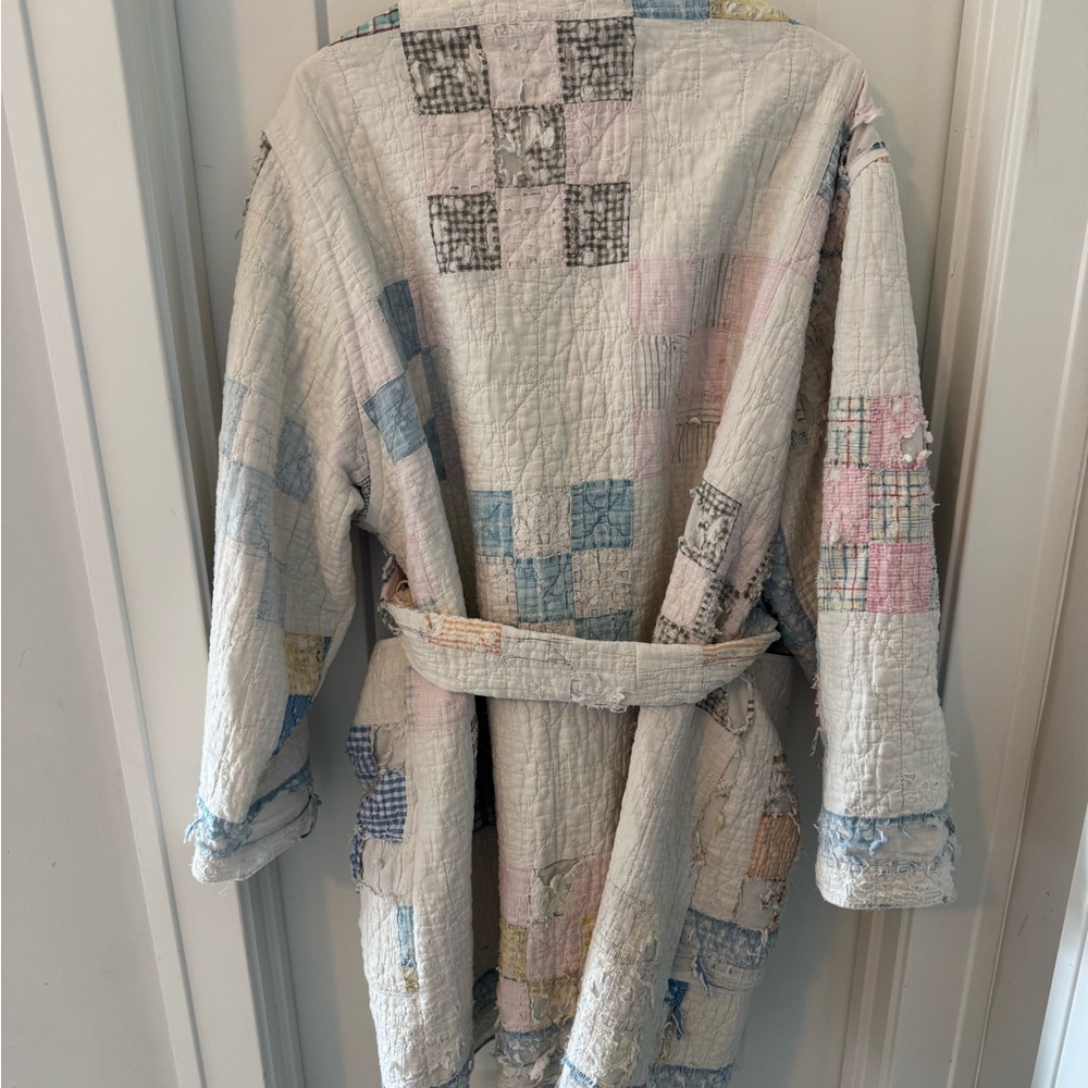 Handmade Quilted Patchwork Robe - Pastel Blue & Pink - Picture 2 of 2